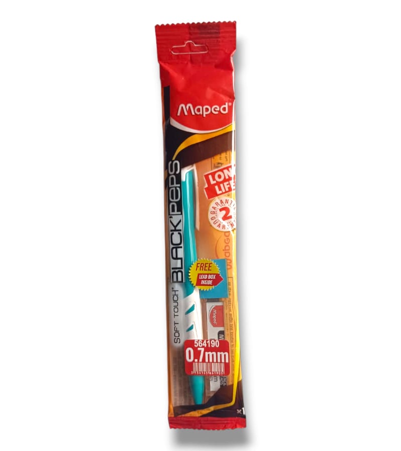 Maped Black Peps Soft Touch Pencil, 0.7mm, Free 10 Pencil Leads Inside